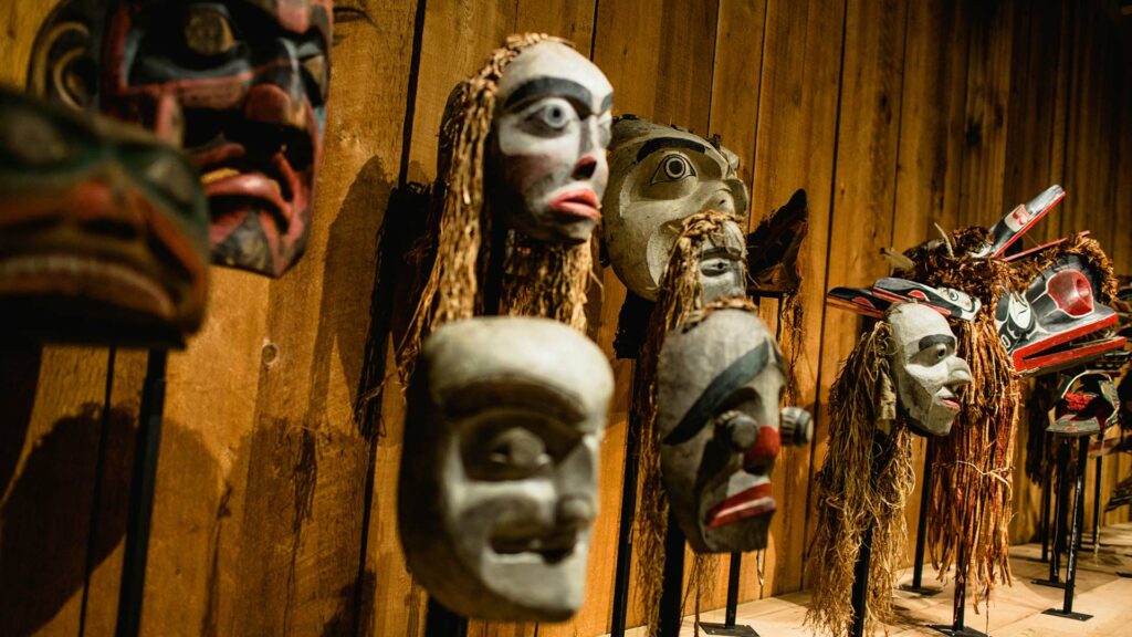 Carved masks at the U'mista Cultural Centre